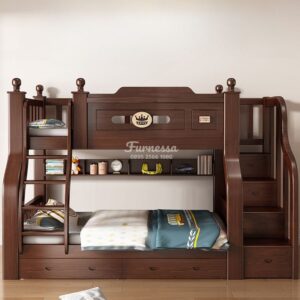 Tempat Tidur Tingkat Anak Kayu Solid Minimalis Modern