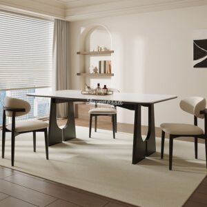 Set Meja Makan Modern Warna Netral