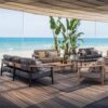 Set Sofa & Armchair Kayu Solid Linen Beige