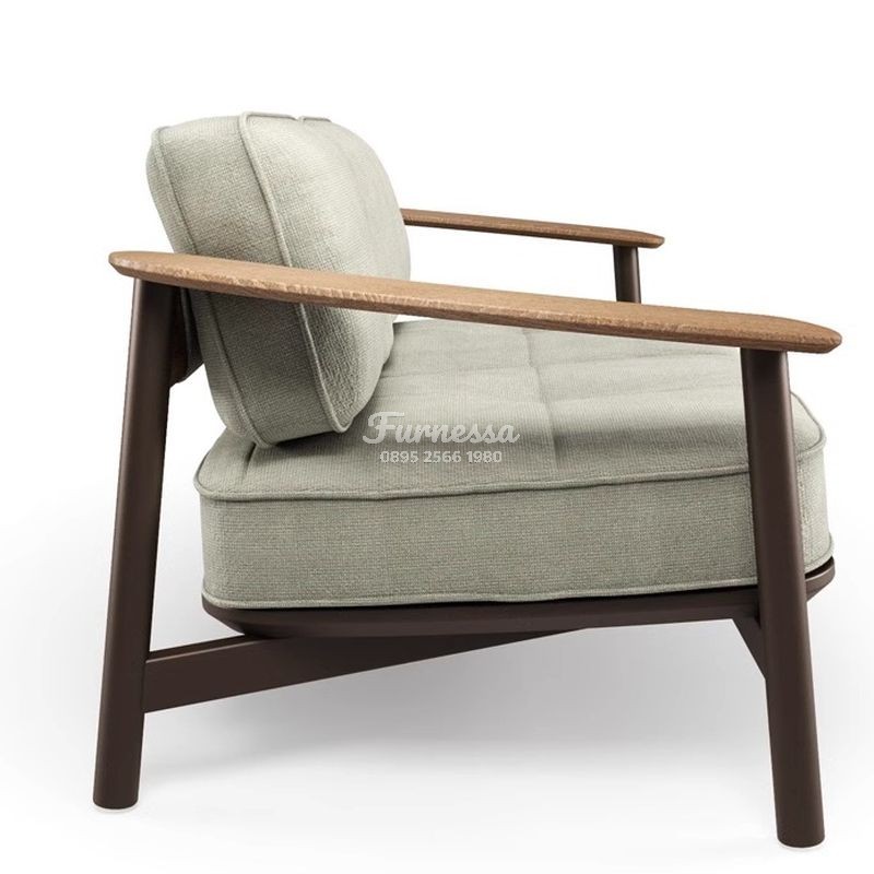 Set Sofa & Armchair Kayu Solid Linen Beige