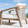 Set Sofa & Armchair Kayu Solid Linen Putih