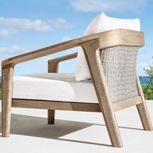 Set Sofa & Armchair Kayu Solid Linen Putih