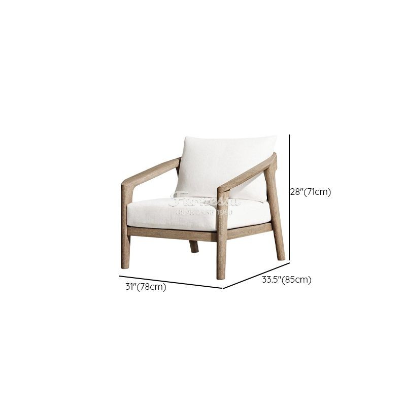 Set Sofa & Armchair Kayu Solid Linen Putih