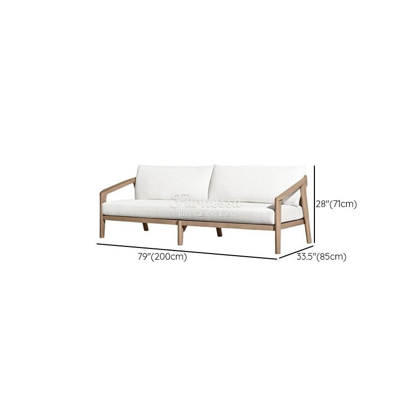 Set Sofa & Armchair Kayu Solid Linen Putih