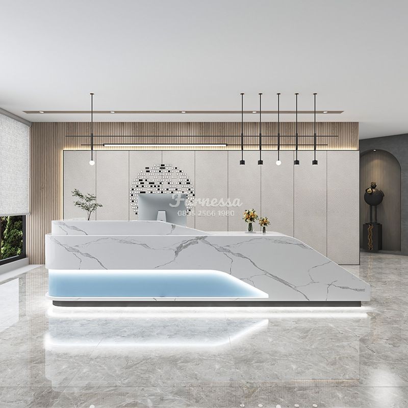 Meja Resepsionis Desain Elegan
