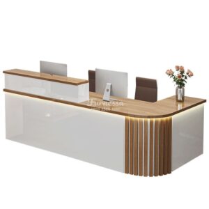 Meja Resepsionis Minimalis Modern Bentuk L