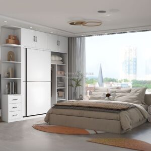 Lemari Pakaian Minimalis Sliding Putih 180 cm