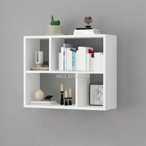 rak dinding minimalis putih ukuran 80x65 cm modern multifungsi