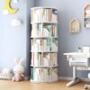 rak buku putar minimalis kayu 3 susun diameter 40 cm tinggi 97 cm